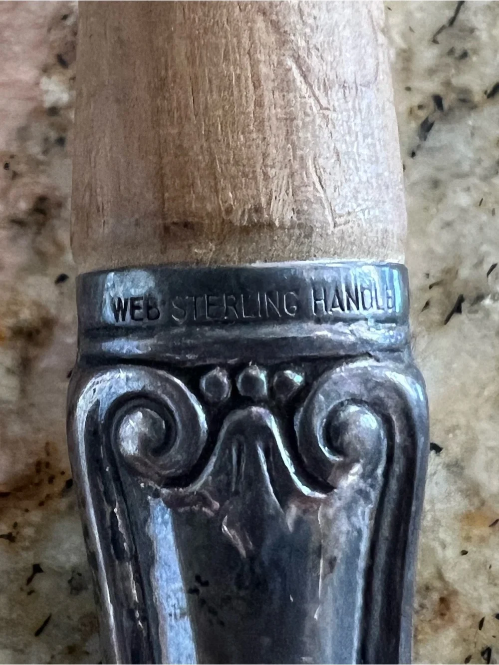 Vintage Web Webster  Wood Silver Salad Serving Spoon Fork Set 2PC